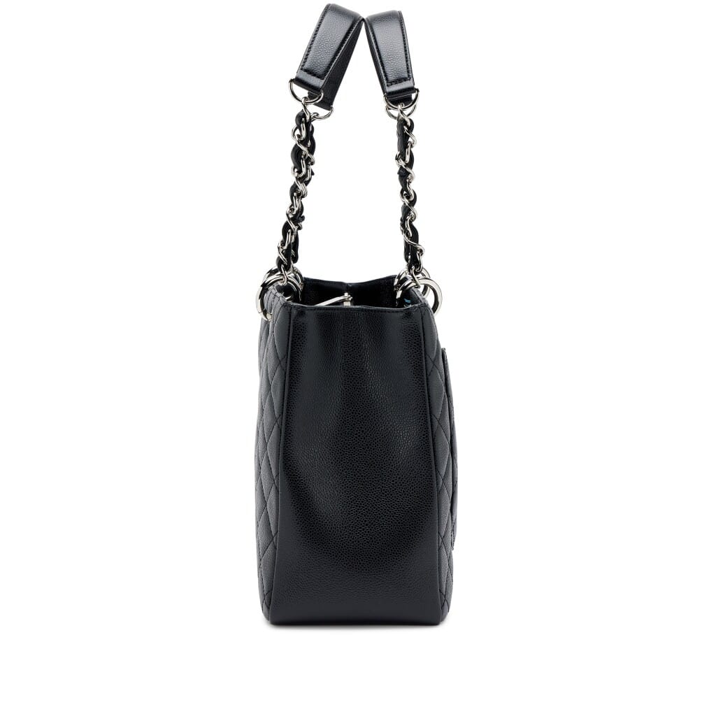 Black Quilted Caviar Timeless Grand Shopping Tote Silver Hardware, 2013-2014