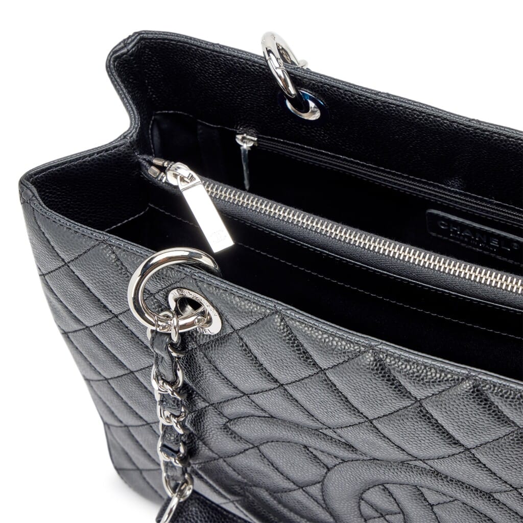 Black Quilted Caviar Timeless Grand Shopping Tote Silver Hardware, 2013-2014