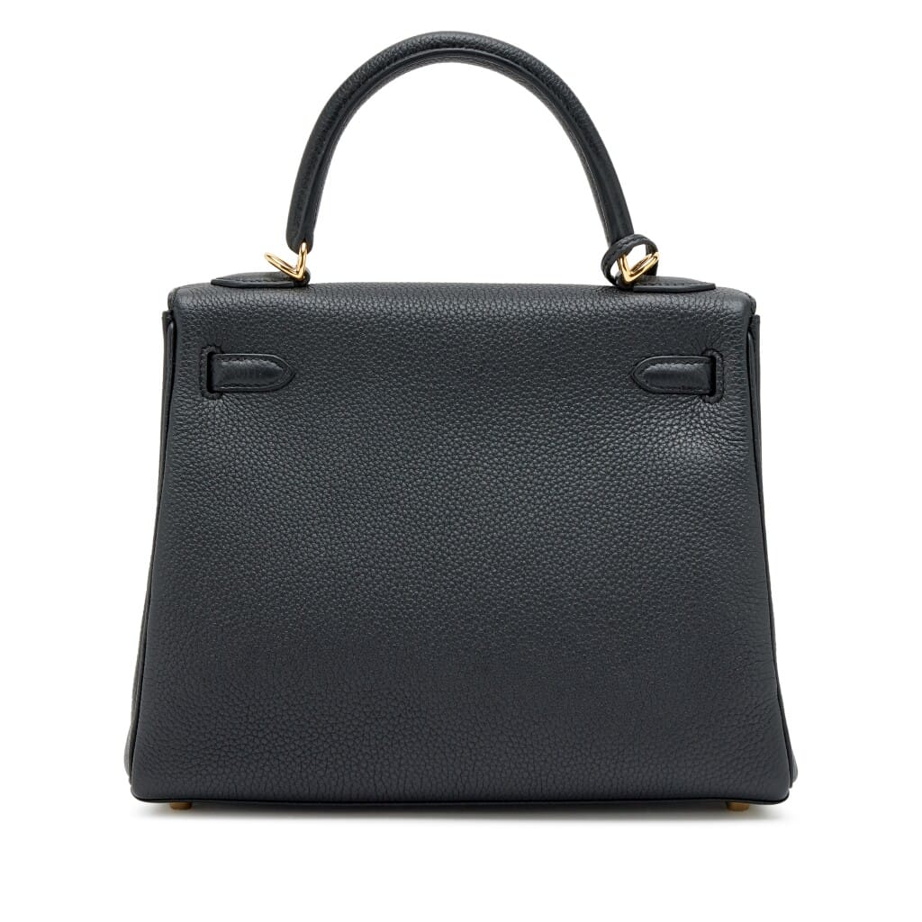 Black Togo Retourne Kelly 25 Gold Hardware, 2025
