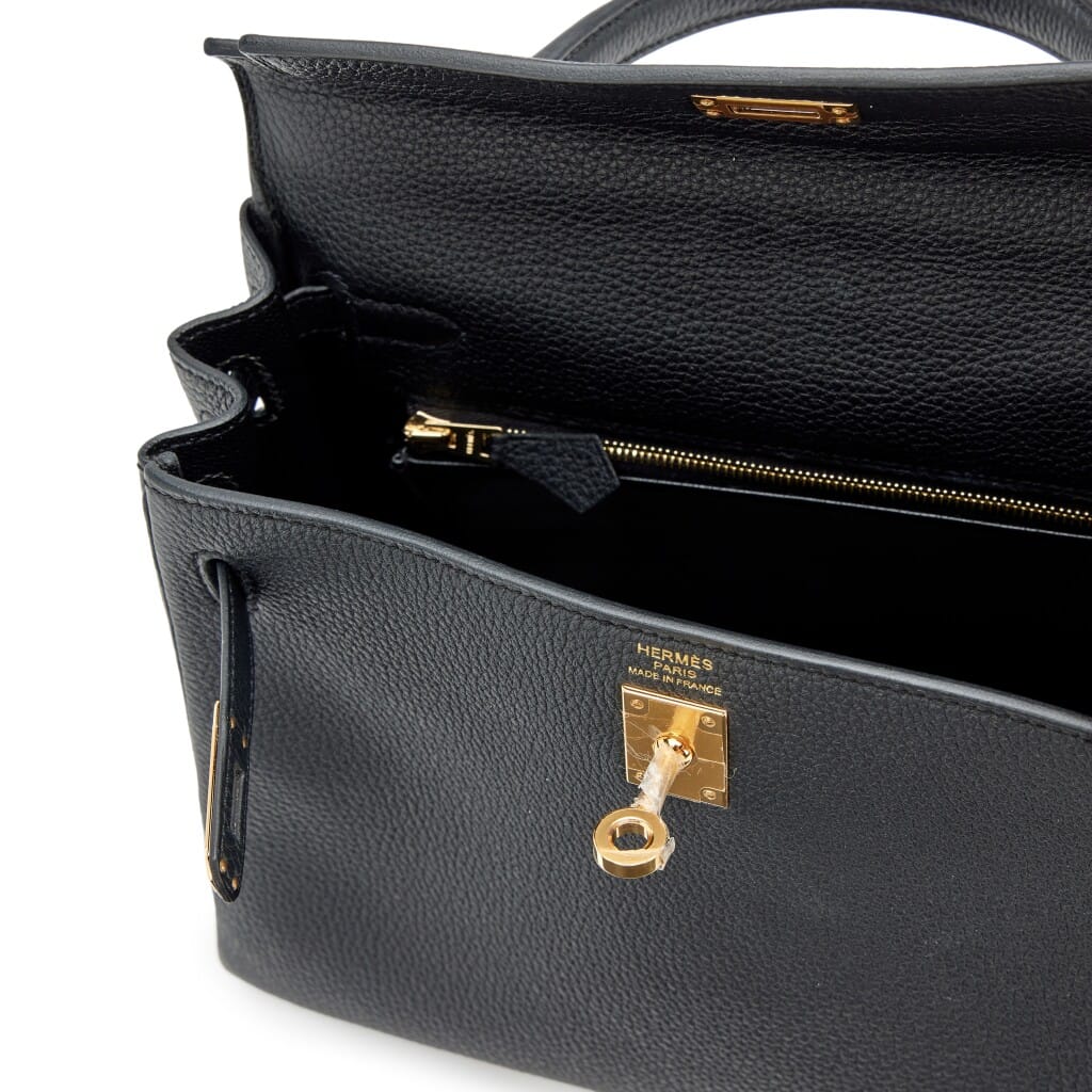 Black Togo Retourne Kelly 25 Gold Hardware, 2025