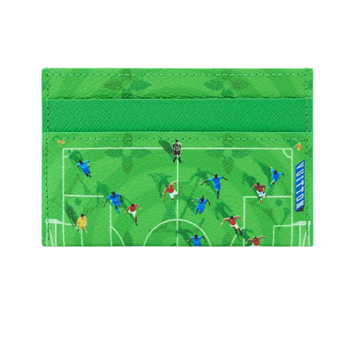Double Card Holder Soccer Green Coated canvas