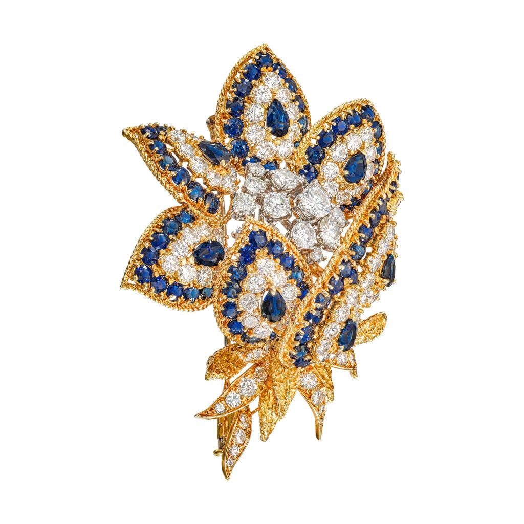 Vintage Gold, Sapphire and Diamond Brooch