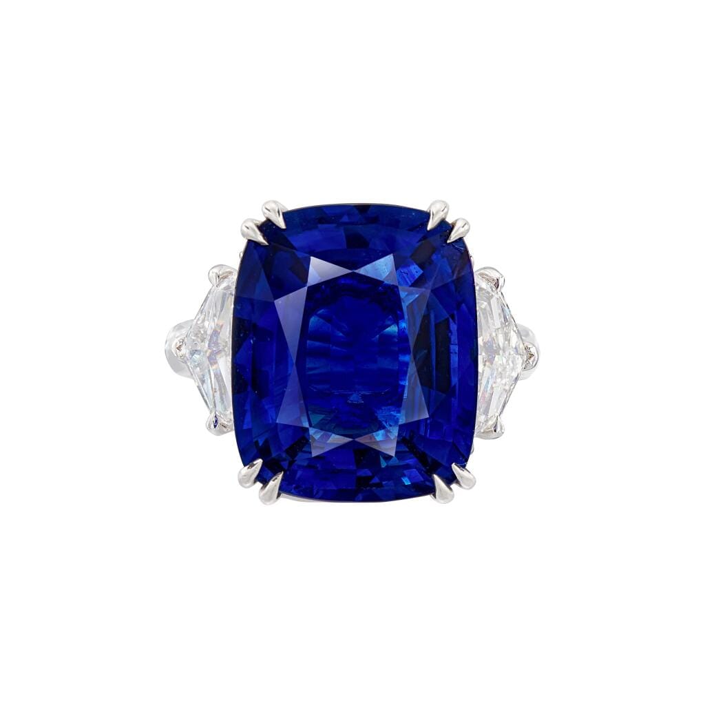 Platinum, 13.92ct Ceylon Royal Blue Sapphire and Diamond Ring