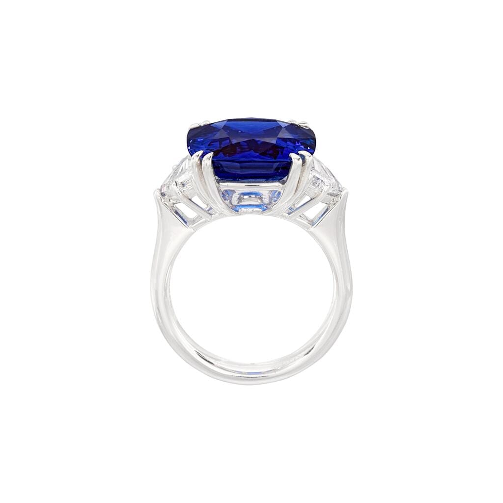 Platinum, 13.92ct Ceylon Royal Blue Sapphire and Diamond Ring