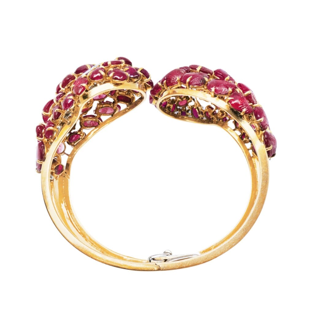 Vintage Gold, Platinum, Ruby and Diamond Cuff Bracelet