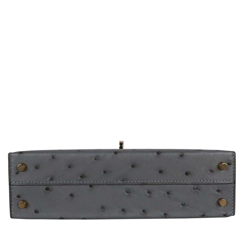 Bleu Glacier Gris Tourterelle Ostrich Mini Kelly 20 II Permabrass Hardware, 2026