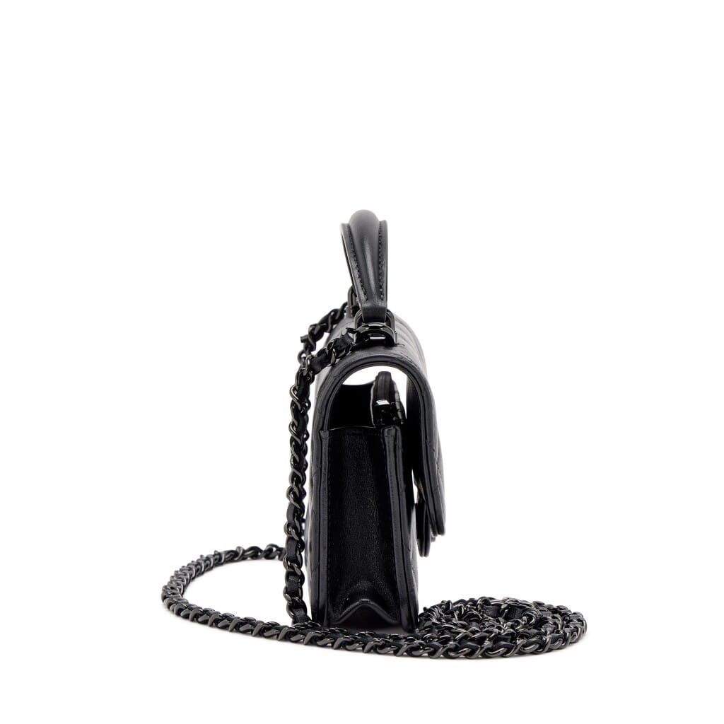So Black Quilted Lambskin Phone Holder Flap Bag with Black Hardware, 2024