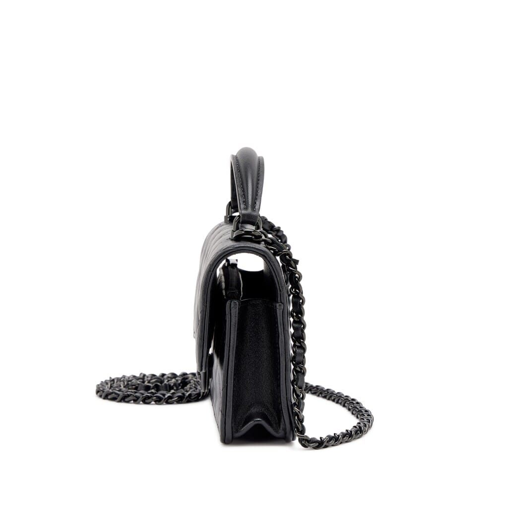 So Black Quilted Lambskin Phone Holder Flap Bag with Black Hardware, 2024