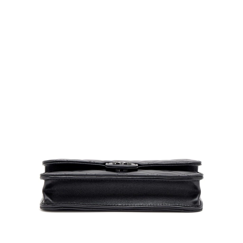 So Black Quilted Lambskin Phone Holder Flap Bag with Black Hardware, 2024