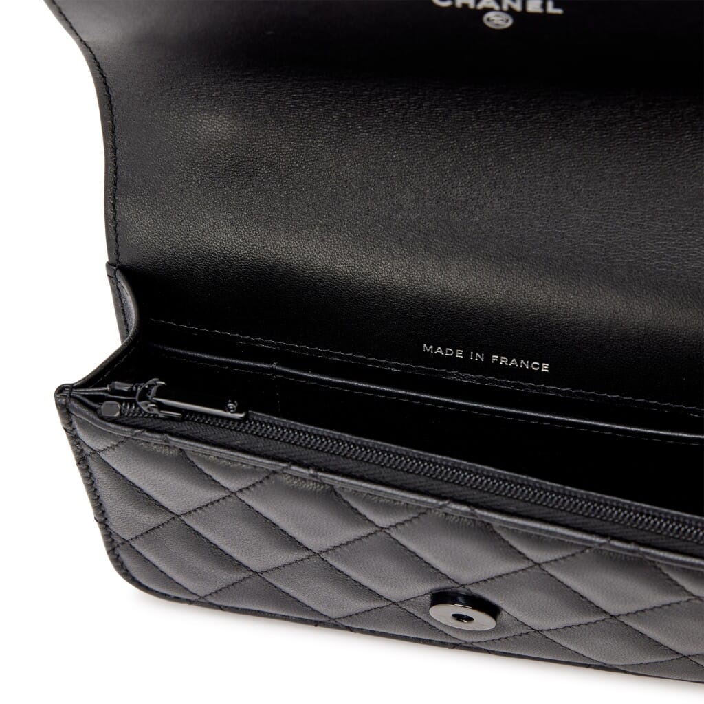 So Black Quilted Lambskin Phone Holder Flap Bag with Black Hardware, 2024
