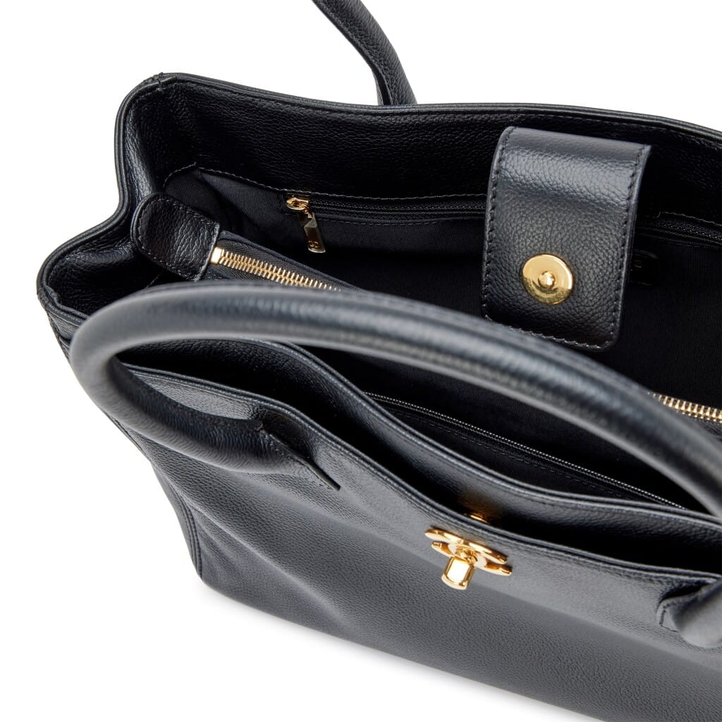 Black Calfskin Cerf Executive Shopper Tote Gold Hardware, 2011-2012