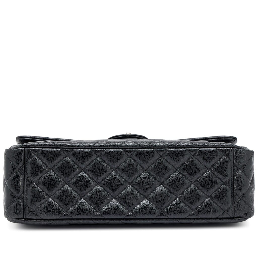 Black Quilted Caviar XXL Classic Airline Travel Flap Bag Light Gold Hardware, 2024