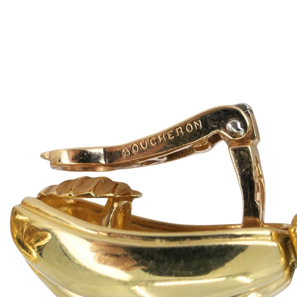 Vintage Gold and Diamond Ribbed Earclips