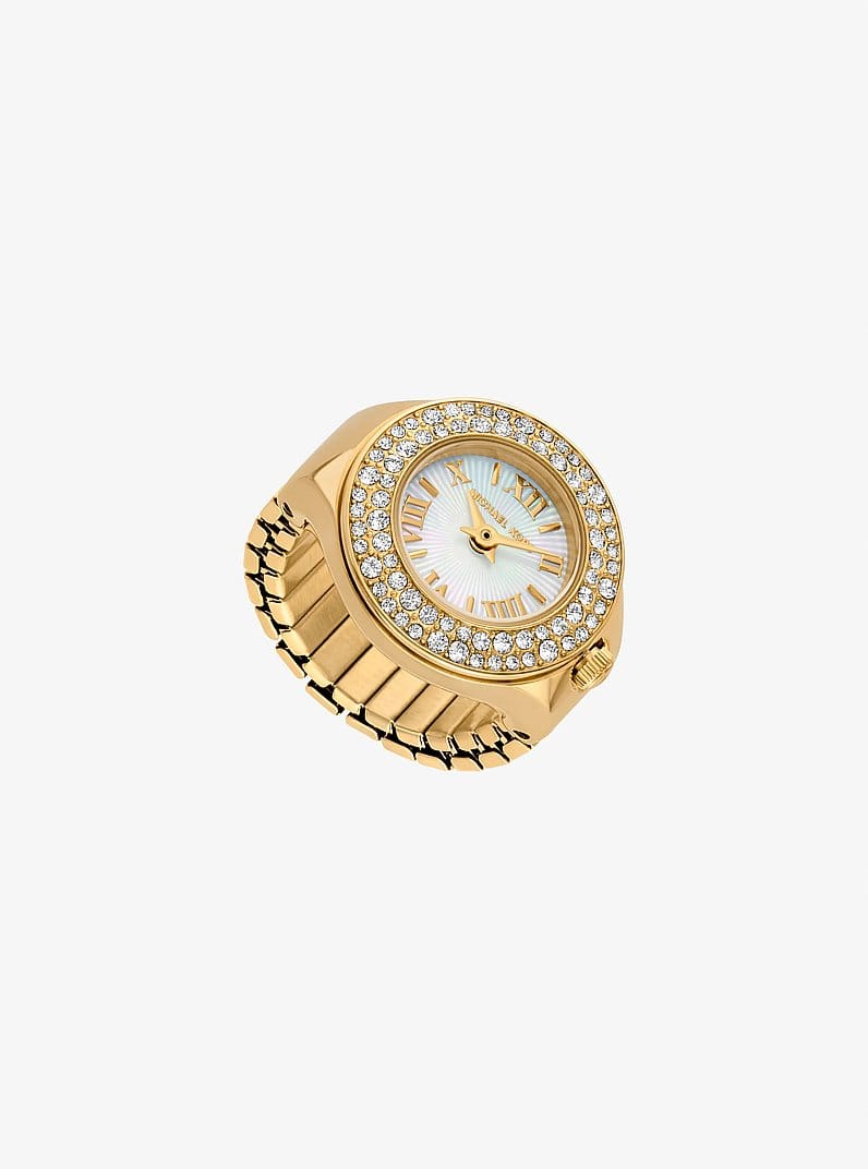 Liliane Pavé Gold-Tone Ring Watch
