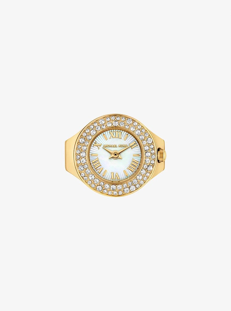 Liliane Pavé Gold-Tone Ring Watch