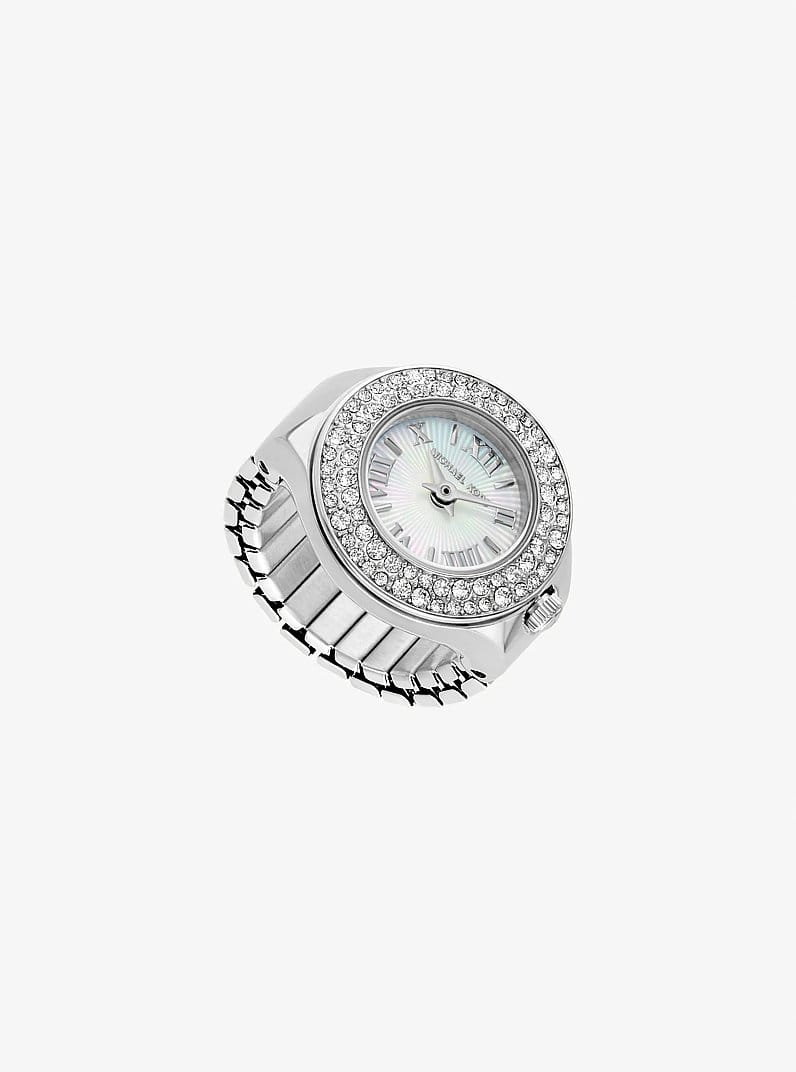 Liliane Pavé Silver-Tone Ring Watch