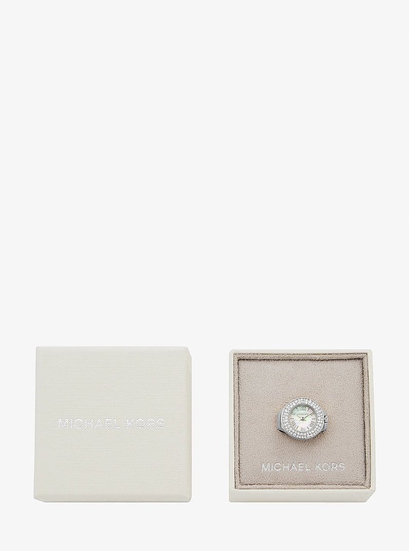 Liliane Pavé Silver-Tone Ring Watch