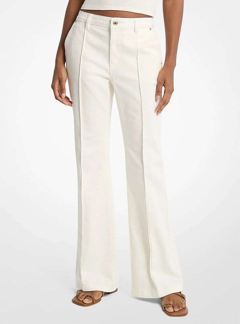 Pintuck Bootcut Stretch Denim Jeans