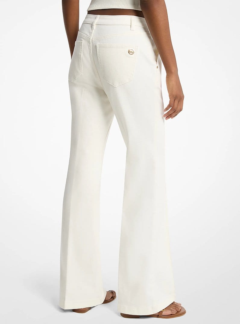 Pintuck Bootcut Stretch Denim Jeans