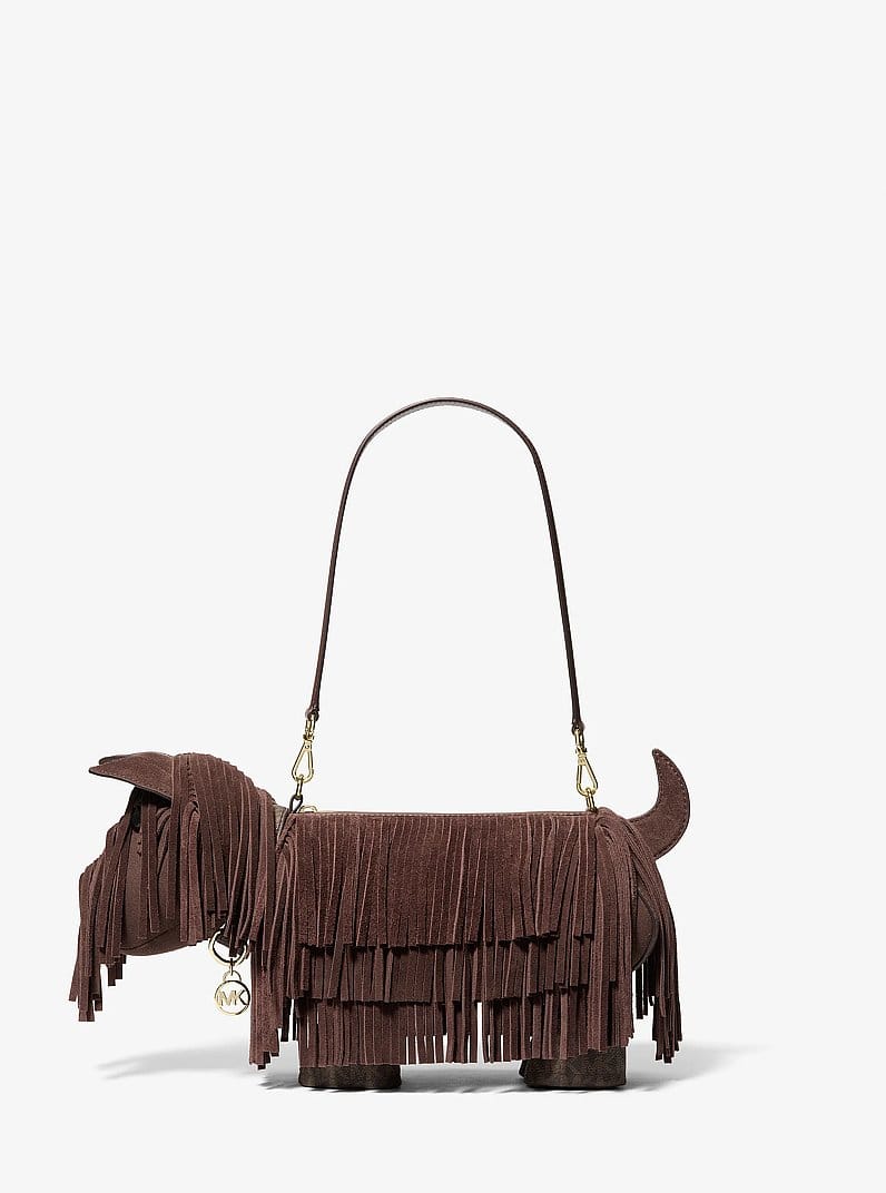 Scottie Dog Small Suede Shoulder Bag