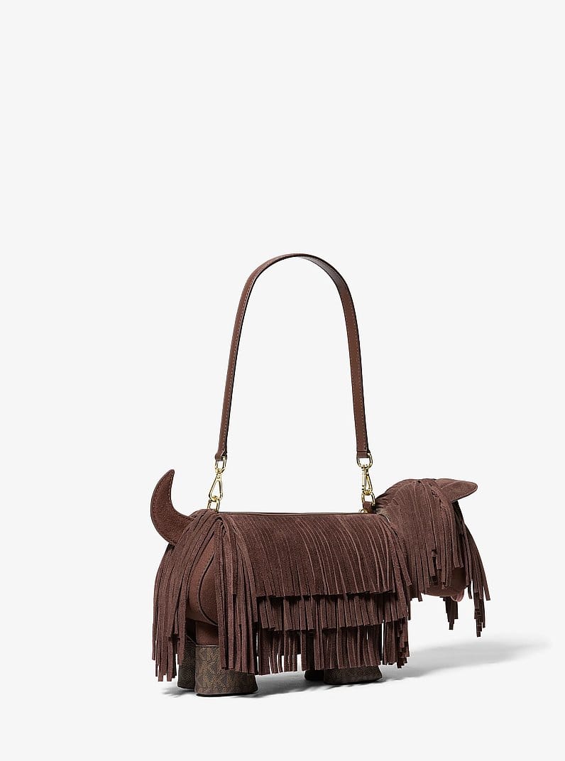 Scottie Dog Small Suede Shoulder Bag