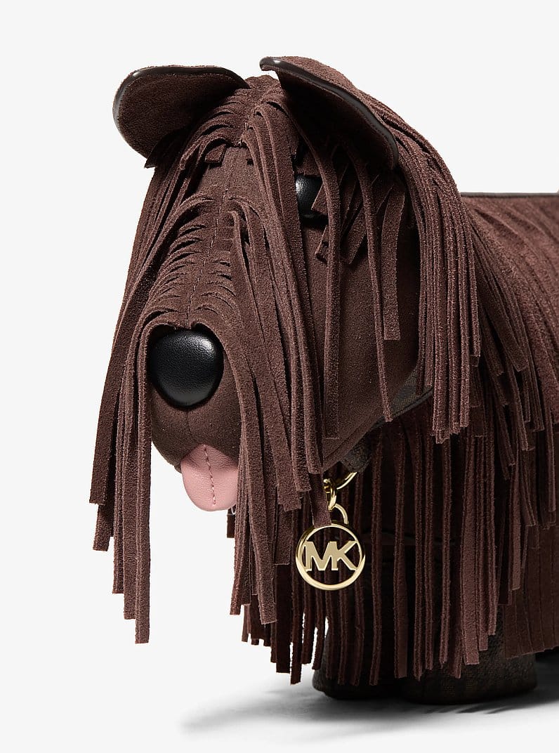 Scottie Dog Small Suede Shoulder Bag
