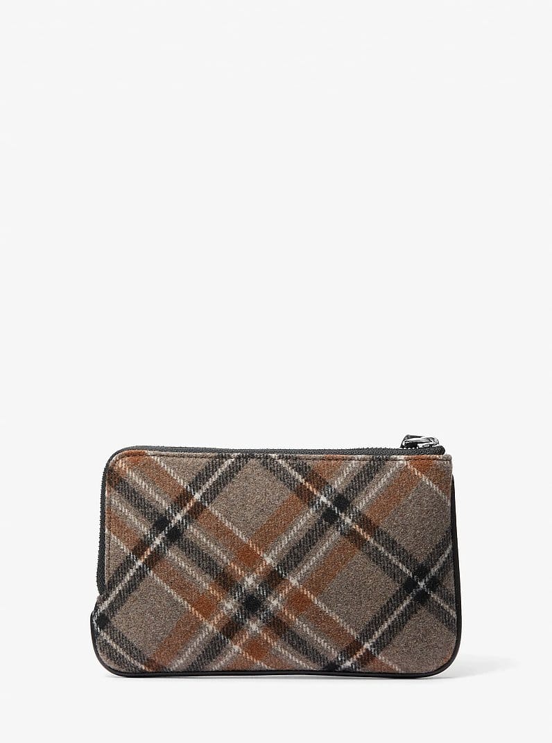 Jet Set Travel Plaid Print Wool Wristlet