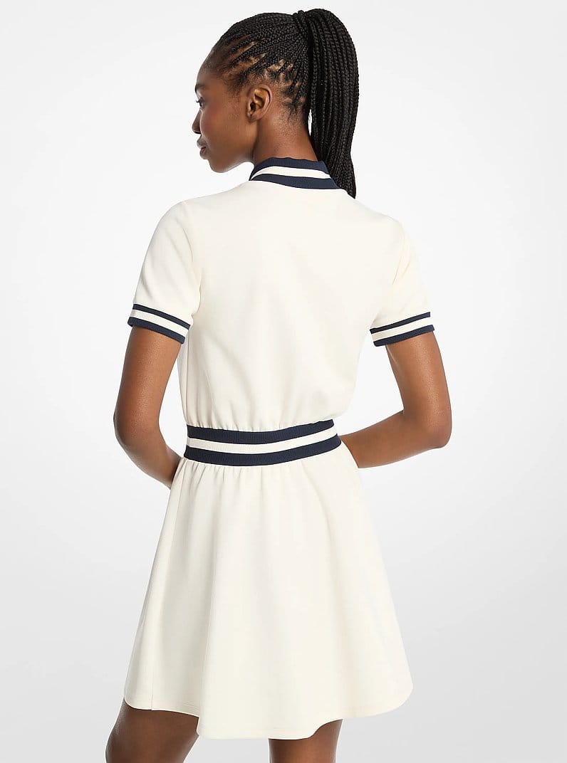 Cotton Blend Zip-Up Mini Dress