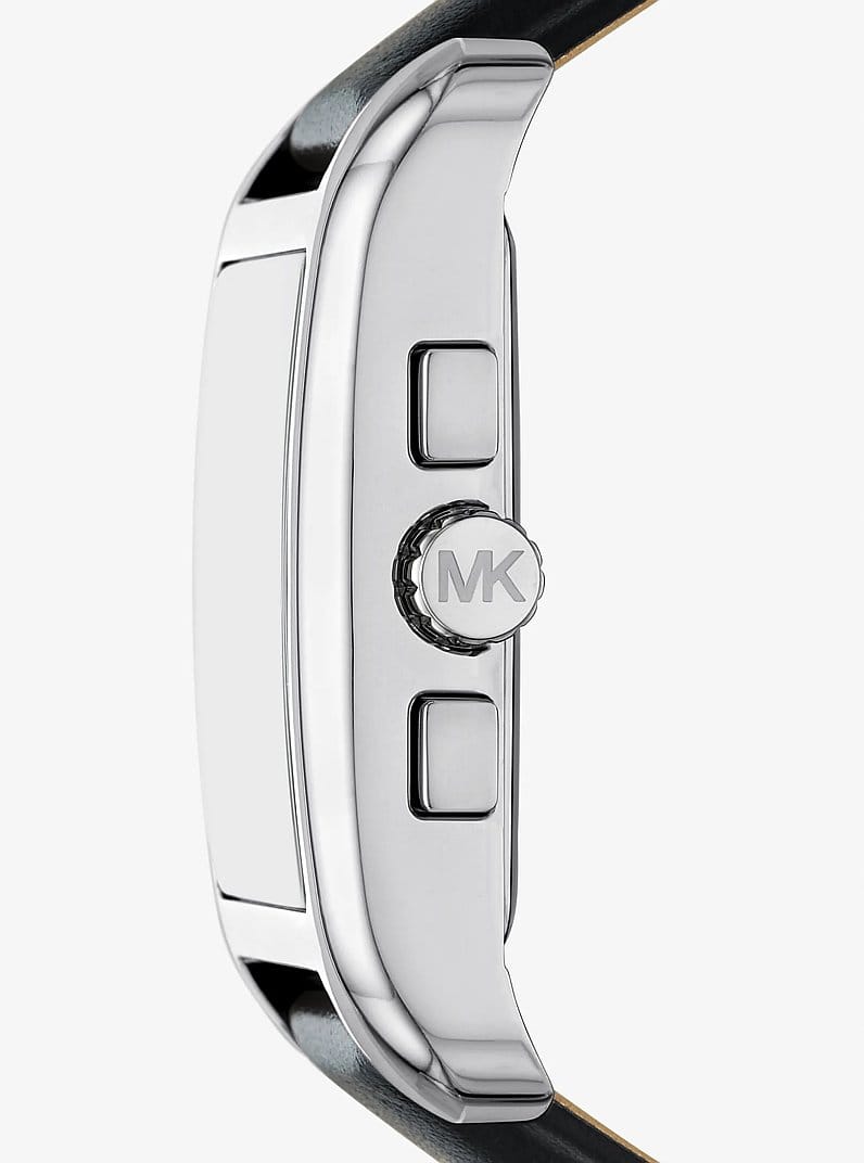 Monroe Silver-Tone and Leather Watch