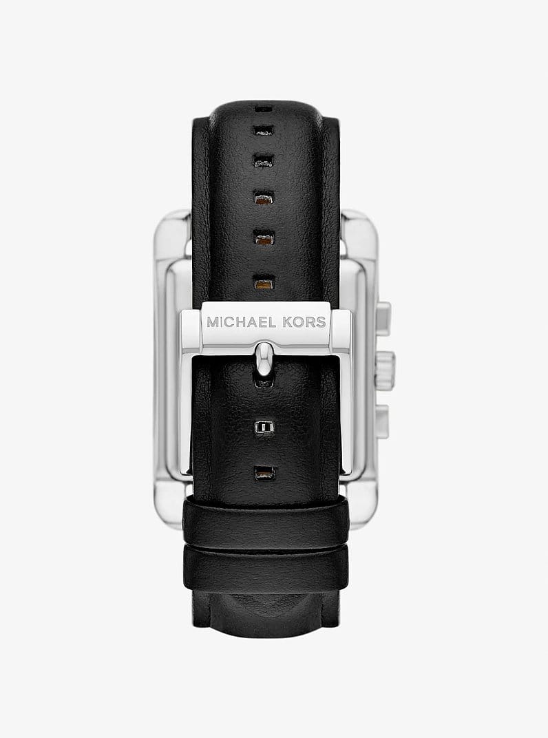Monroe Silver-Tone and Leather Watch