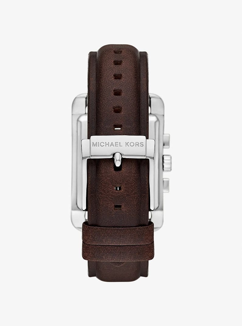 Monroe Silver-Tone and Leather Watch
