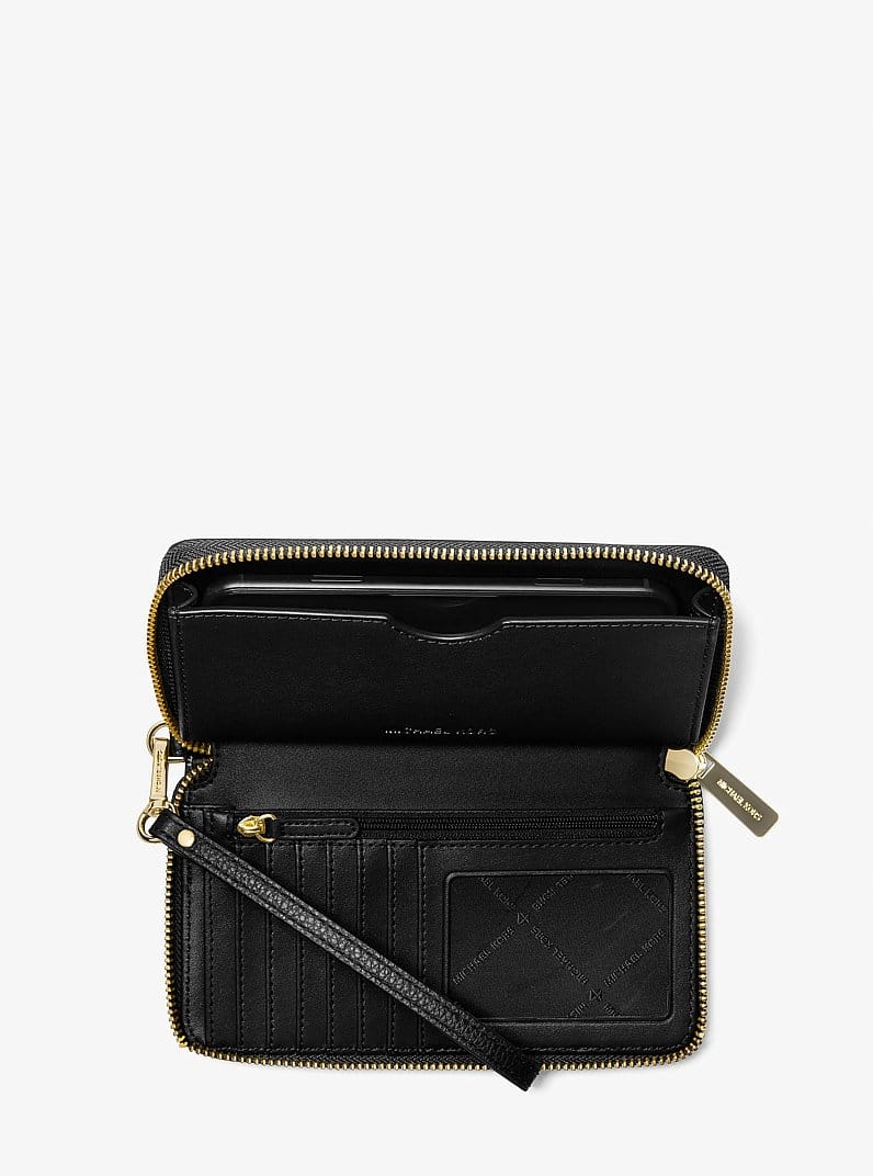Large Pebbled Leather Smartphone Wristlet