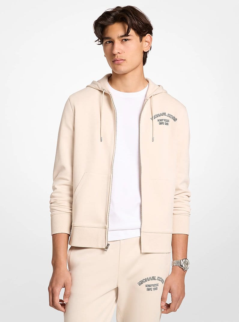 Logo Cotton Blend Zip-Up Hoodie