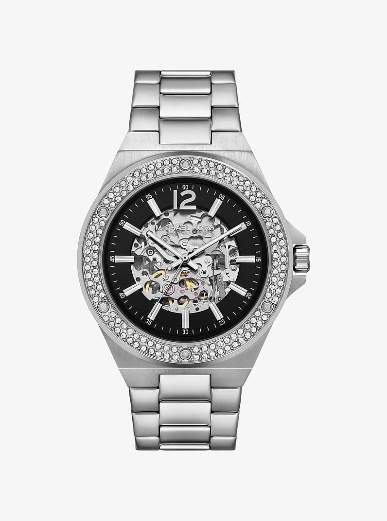 Oversized Lennox Pavé Silver-Tone Watch