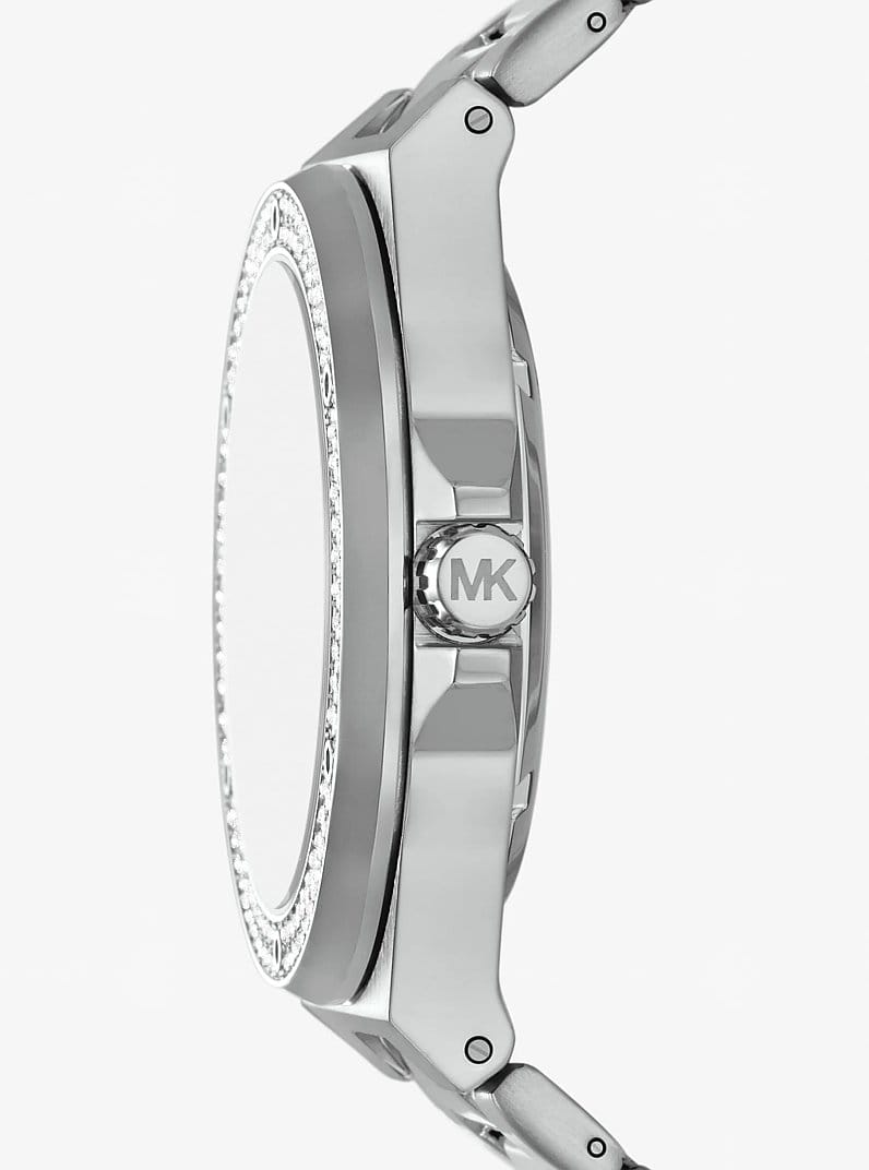 Oversized Lennox Pavé Silver-Tone Watch