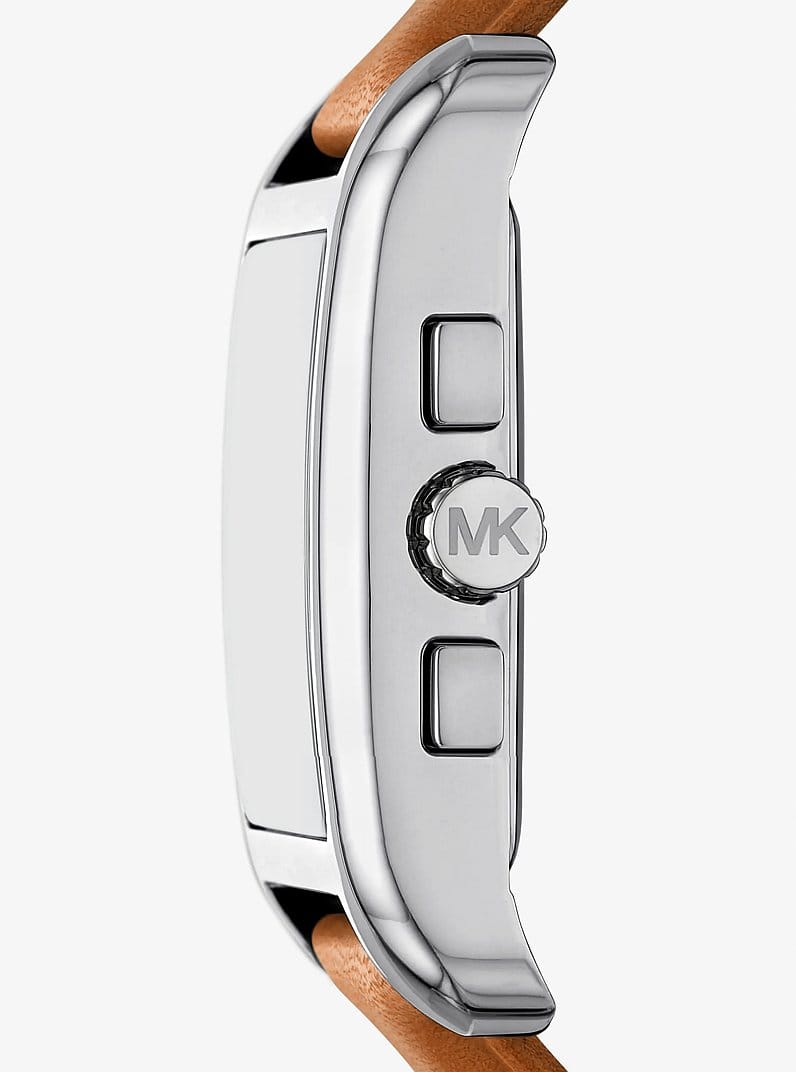 Monroe Silver-Tone and Leather Watch