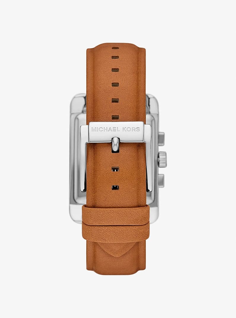 Monroe Silver-Tone and Leather Watch
