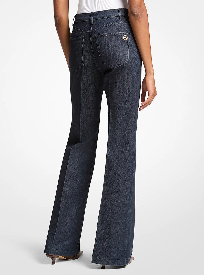 Pintuck Bootcut Stretch Denim Jeans
