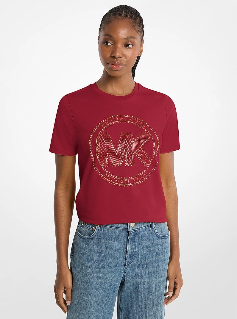 Studded Logo Charm Organic Cotton Jersey T-Shirt