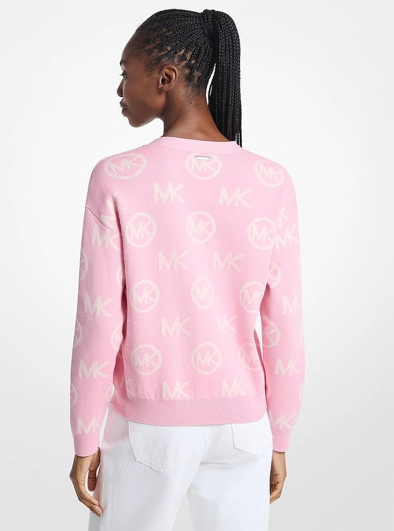 Logo Jacquard Cotton Blend Cardigan