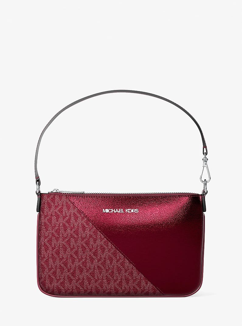 Jet Set Travel Metallic and Signature Logo Wristlet
