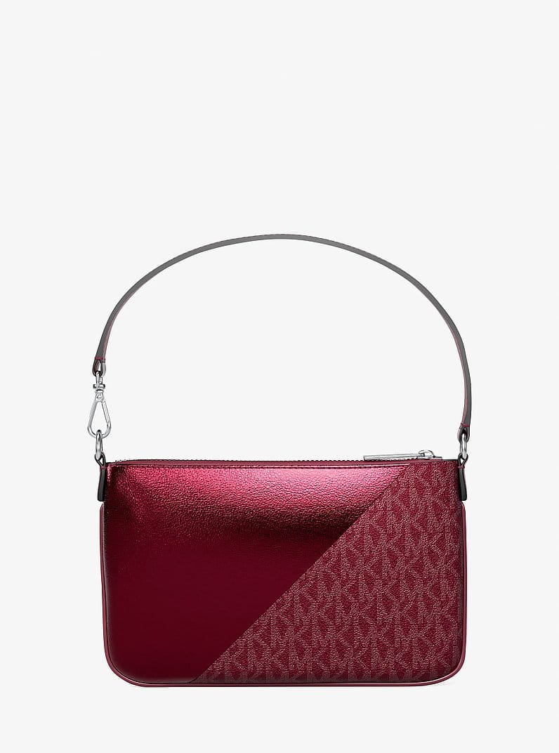 Jet Set Travel Metallic and Signature Logo Wristlet