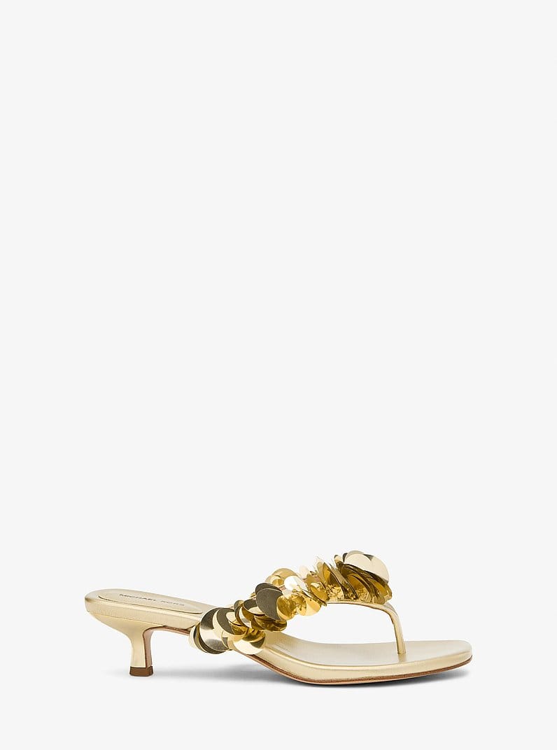 Loretta Sequin Embellished Metallic Sandal