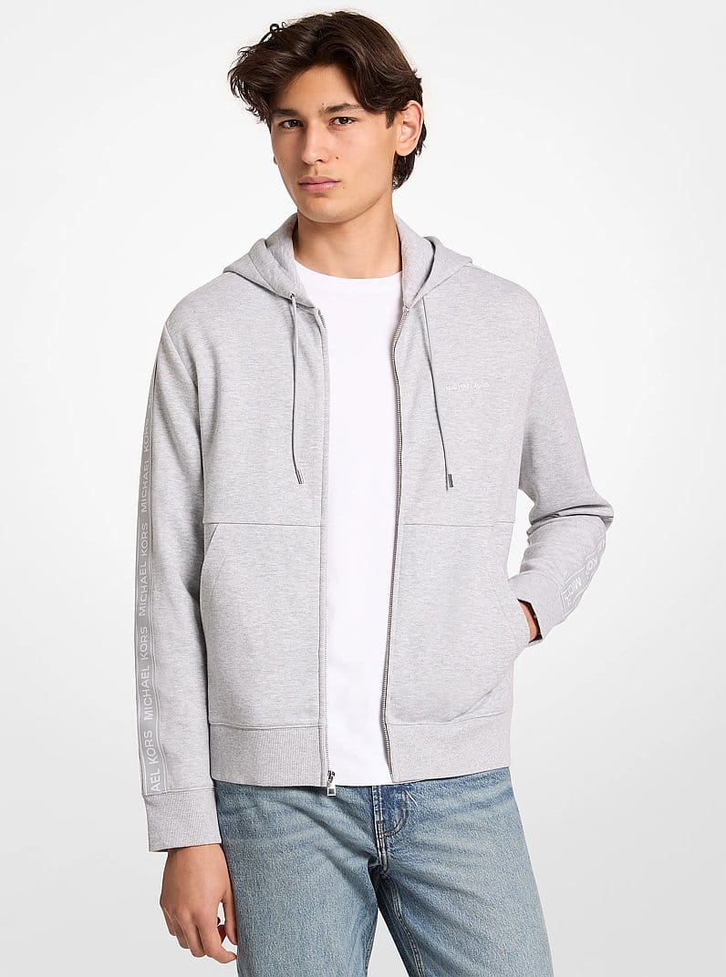 Logo Tape Cotton Blend Zip-Up Hoodie