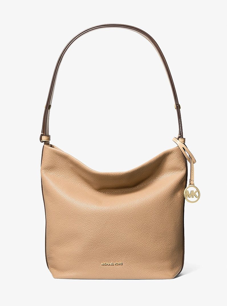 Roey Medium Pebbled Leather Bucket Messenger Bag
