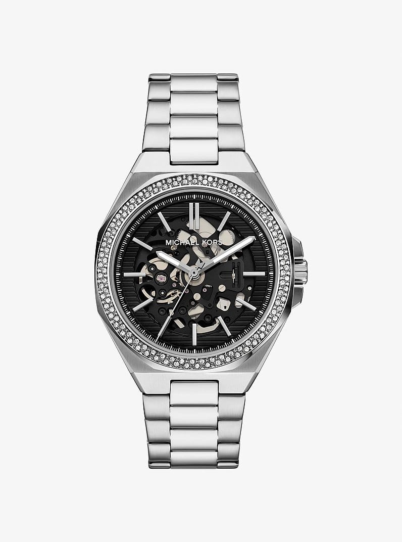 Oversized Callum Pavé Silver-Tone Watch
