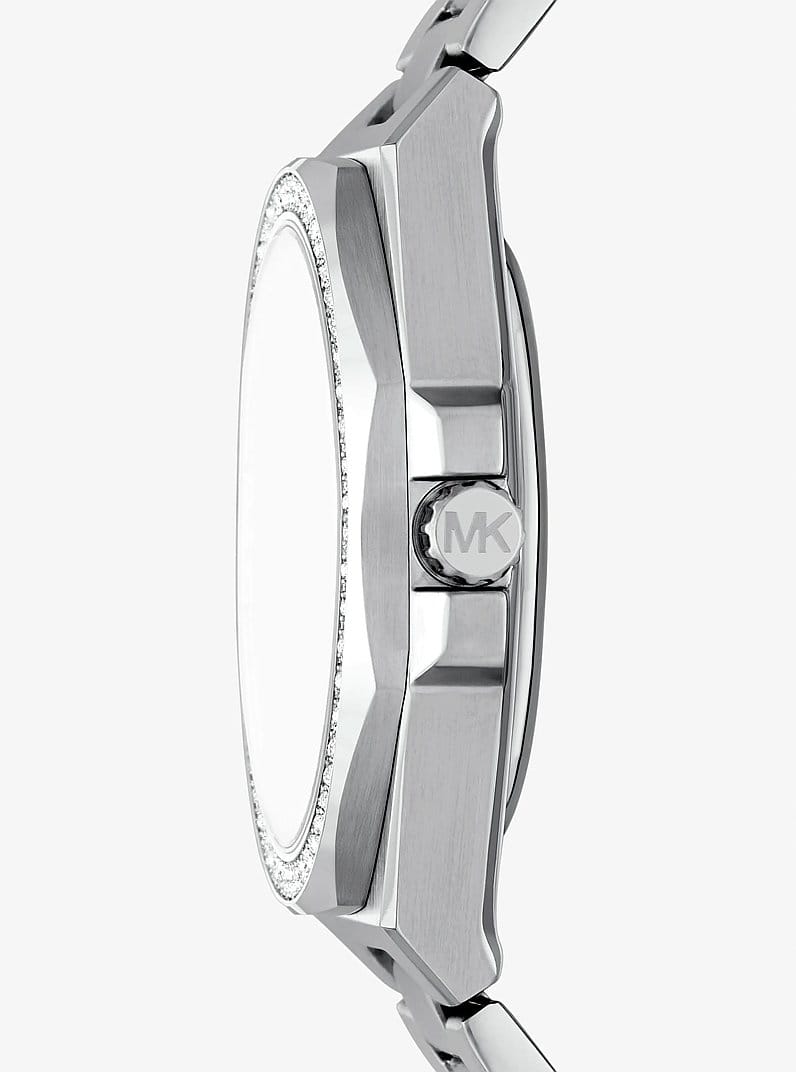 Oversized Callum Pavé Silver-Tone Watch
