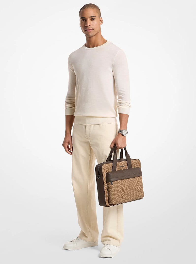 Pacey Medium Signature Logo Pocket Briefcase