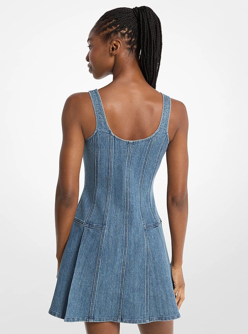 Pleated Denim Mini Dress