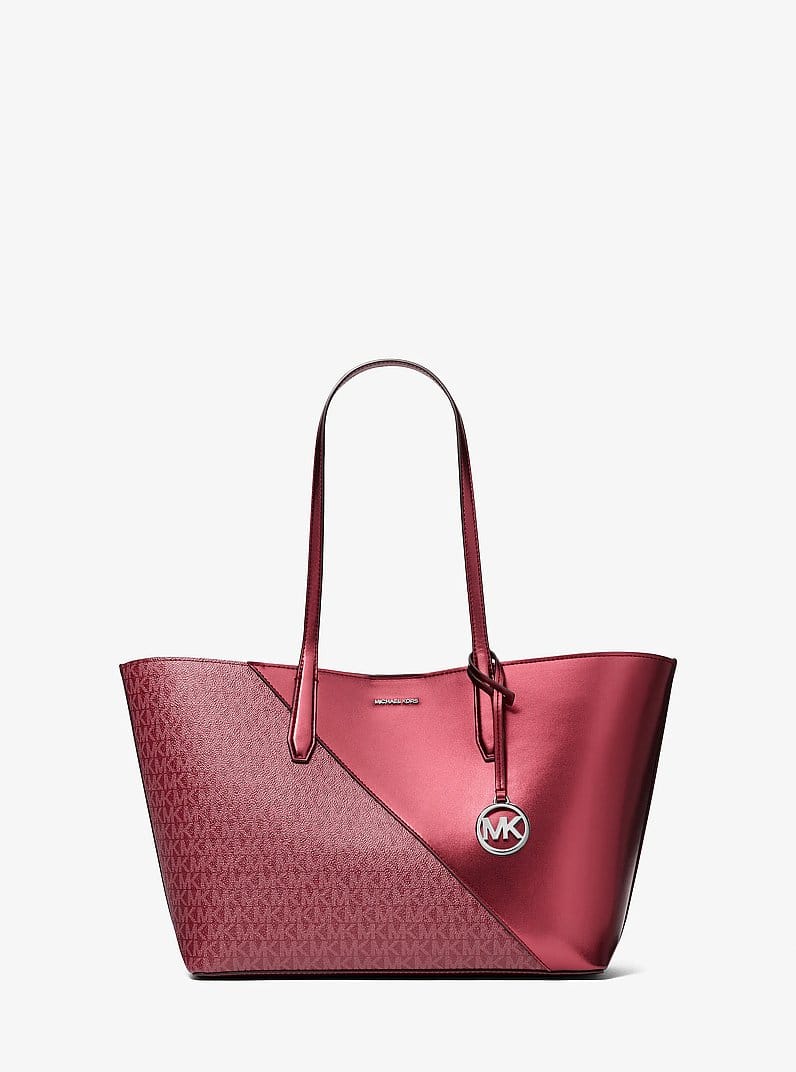 Avalon Medium Metallic and Signature Logo Tote Bag